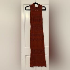 Anthropology crochet dress burnt orange
